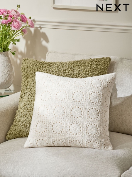Natural Floral Crochet Cushion (AA8780) | €25