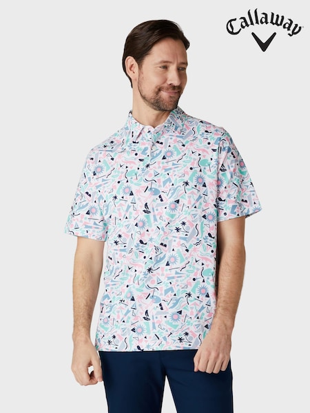 Callaway Apparel Florida Inspired Print Novelty White Polo Shirt (AA8882) | 71 €
