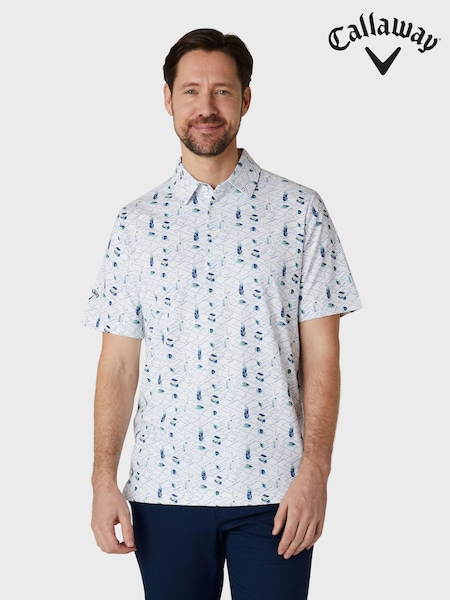 Callaway Apparel Novelty Golf Essentials Print White Polo Shirt (AA8891) | €72