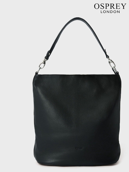 črna - Osprey London The Kelso Large Leather Hobo Brown Bag (AA8896) | € 243