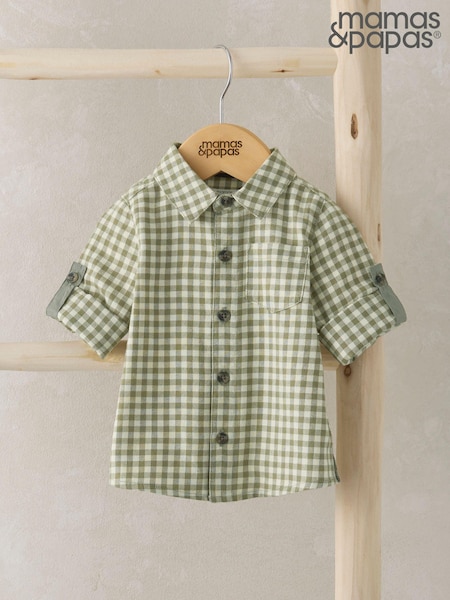 Mamas & Papas Green Check 100% Cotton Shirt (AA8923) | € 14