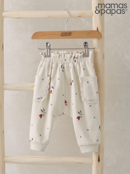 Mamas & Papas Floral Heart Print Brown Joggers (AA8930) | € 12