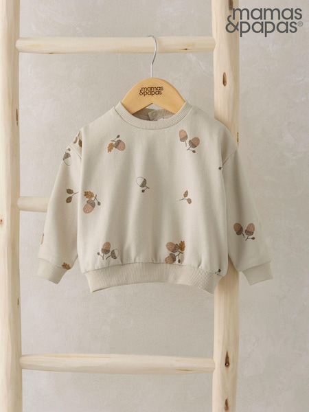Mamas & Papas Cream Acorn Print Sweatshirt (AA8933) | € 14