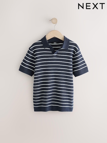 Navy/White Polo Short Sleeve Trophy Neck 100% Cotton Jumper (3-16yrs) (AA8939) | AED71 - AED97