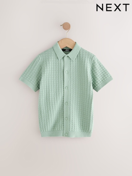 Mineral Green Short Sleeve Knitted Button Through 100% Cotton Polo Shirt (3-16yrs) (AA8947) | 618 UAH - 823 UAH