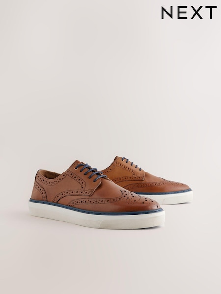 Tan Brown Cupsole Brogue Shoes (AA9025) | $82