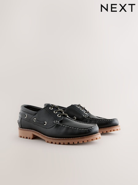 Musta - Nahkainen Cleated Boat Kengät (AA9039) | €89