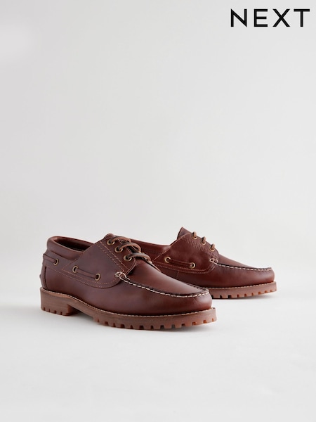 Marron fauve - Leather Cleated Boat Shoes (AA9050) | € 57