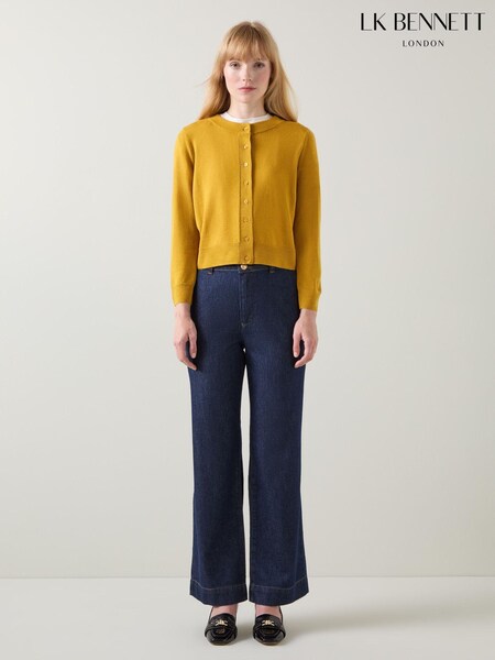 LK Bennett Yellow Connie Crew Neck Wide Placket Cardigan (AA9068) | € 79