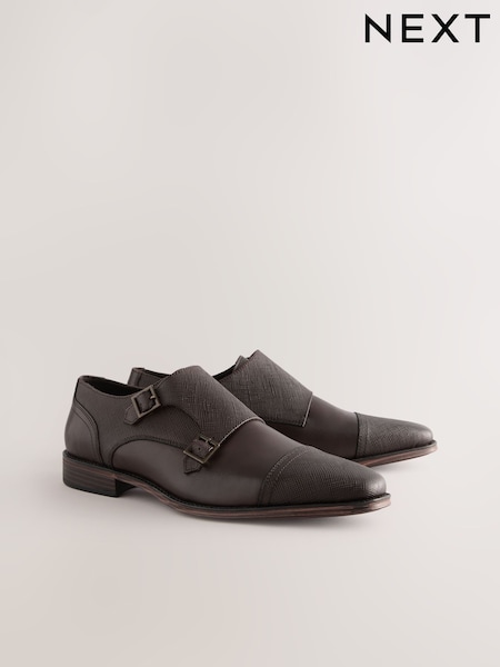 Коричневый - Leather Double Monk Shoes (AA9078) | €53