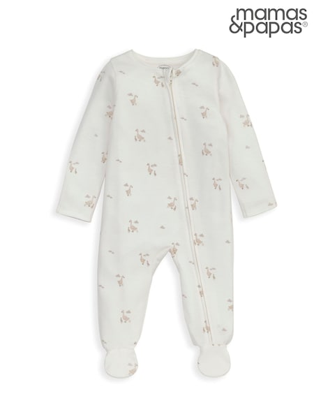 Mamas & Papas 100% Cotton Duckling Zip Brown Sleepsuit (AA9442) | 25 €