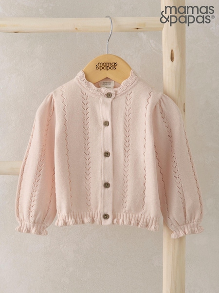 Mamas & Papas Pink 100% Cotton Knitted Cardigan (AA9452) | 19 €
