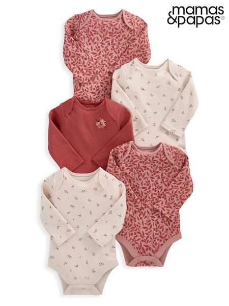 Mamas & Papas Pink 100% Cotton Cherries Bodysuits 5 Pack (AA9456) | € 18