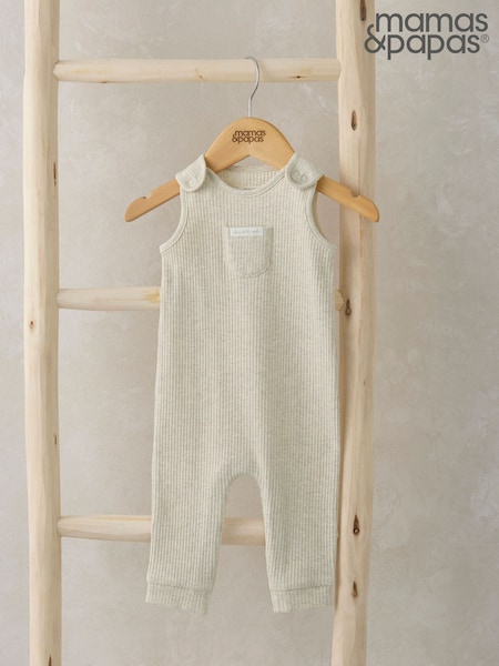 Mamas & Papas Organic Ribbed Oatmeal Sleeveless Brown Romper (AA9459) | ‏80‏₪