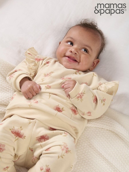 Mamas & Papas Pink Watercolour Floral Bodysuit And Joggers Set (AA9473) | 17 €