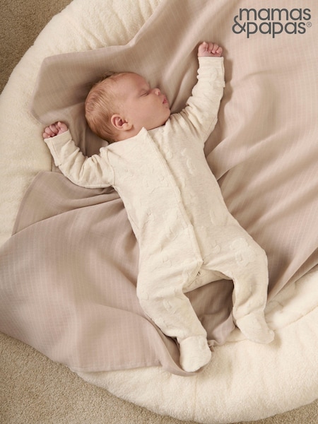 Mamas & Papas 100% Cotton Teddy Bear Textured Brown Sleepsuit (AA9479) | 28 €