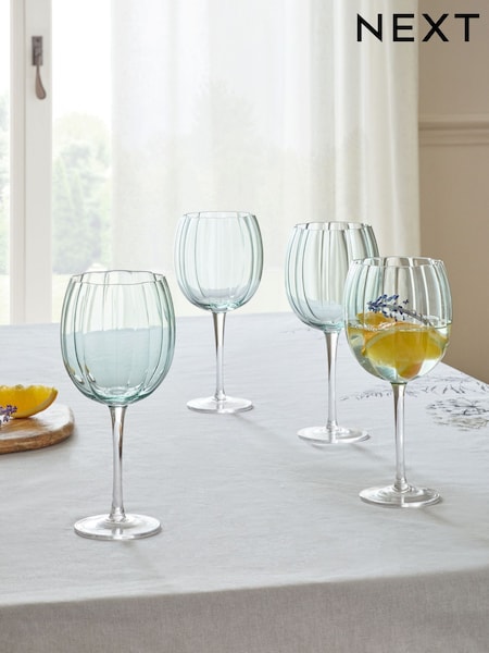 Set of 4 Sage Green Ottilie Wine Glasses (AA9486) | €40