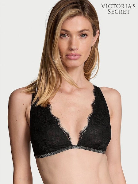 Victoria's Secret Black Twinkle Lace Elongated Triangle Bralette (AA9517) | €52