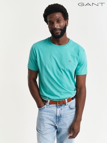 Синій - GANT стандартний крій з коротким рукавом Sheild 100% Cotton футболки (AA9540) | 2 403 грн