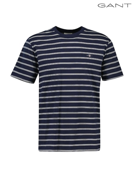 GANT Navy Short Sleeve Striped T-Shirt (AA9601) | 223 QAR