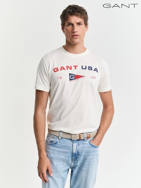 GANT Cream Flag Sports Logo T-Shirt (AA9607) | €64