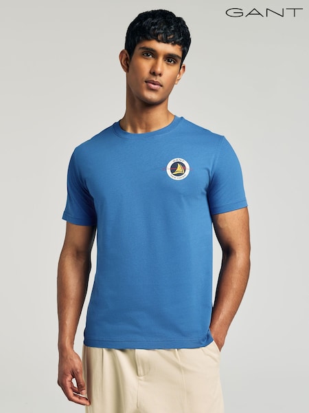 GANT Blue Short Sleeve 100% Cotton Graphic T-Shirt (AA9608) | €64