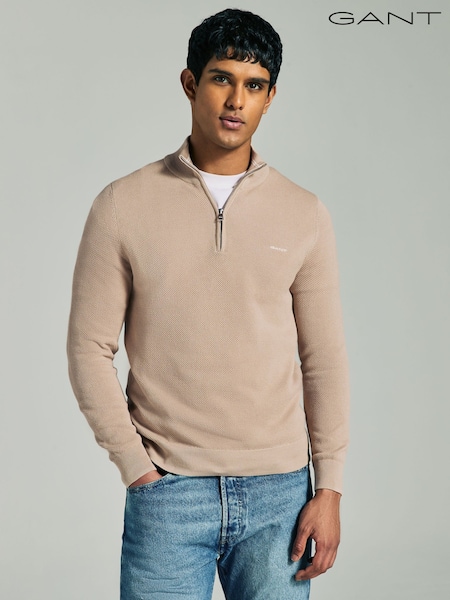 GANT 100% Cotton Pique Half Zip Jumper (AA9631) | 931 LEI