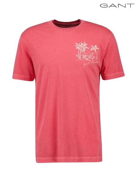 GANT Red Sunfaded Printed 100% Cotton T-Shirt (AA9635) | 247 QAR