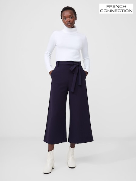 French Connection Blue Whisper Belted Culottes (AA9682) | ₪327