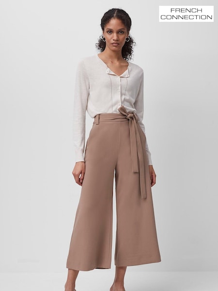 French Connection Brown Whisper Belted Culottes (AA9683) | ₪327