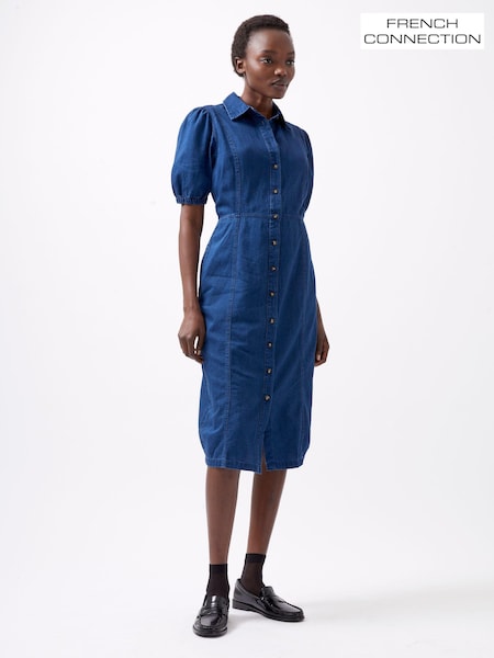 French Connection Natural Chambray Button Through 100% Cotton Dress (AA9685) | €108