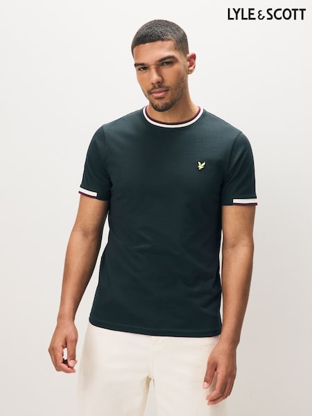 Lyle & Scott Blue Cotton Half Tipped T-Shirt (AA9697) | 173 QAR