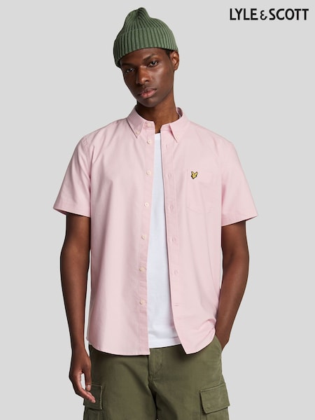 Lyle & Scott Pink Short Sleeve Lightweight Slub Oxford Shirt (AA9707) | €73