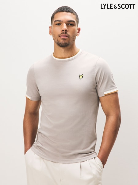 Harmaa - Lyle & Scott Cotton Half Tipped T-shirt (AA9712) | €55