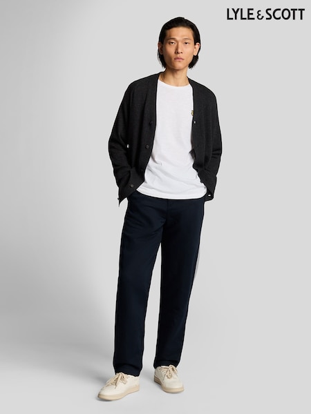 Lyle & Scott Blue Linen Blend Drawstring Trouser (AA9744) | AED553