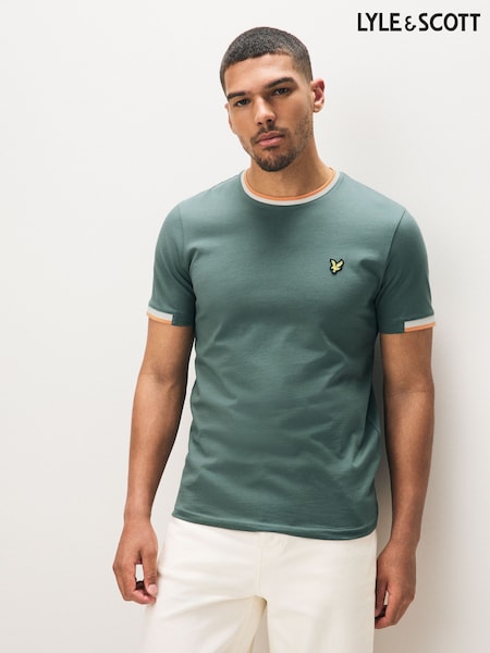 Lyle & Scott Green Cotton Half Tipped T-Shirt (AA9758) | €50