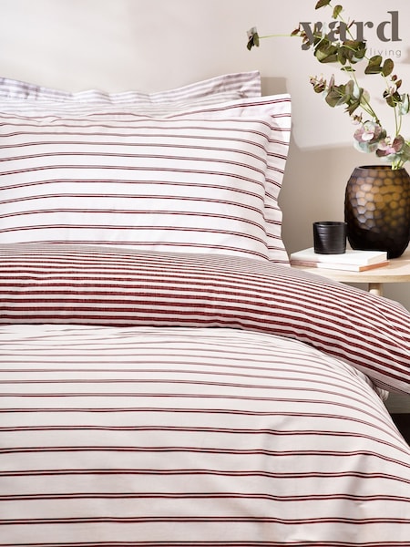 Yard Fired Brick Bramham Stripe 100% Cotton Duvet Set (AA9952) | €34 - €63