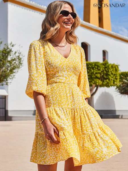 Sosandar Animal Print Tiered Hem Dress (AA9968) | €109