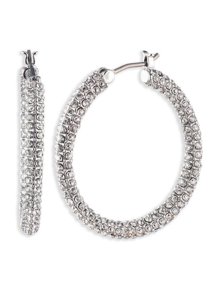 Lauren Ralph Lauren Silver Tone 30Mm Pave Hooppierced Earrings (AB1105) | € 101