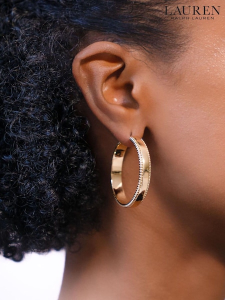 Lauren Ralph Lauren Gold Tone 35Mm Hoop Pierced Earrings (AB1107) | 50 €