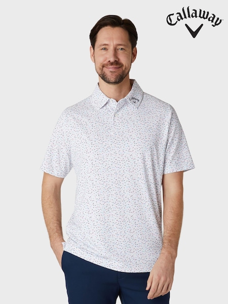 Callaway Apparel Chev Confetti Print White Polo Shirt (AB1122) | €66
