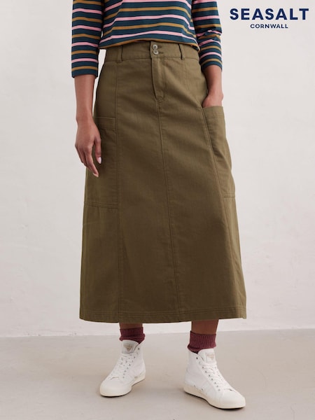 Seasalt Cornwall Green Atlantic Ivy Midi Skirt (AB1209) | €42