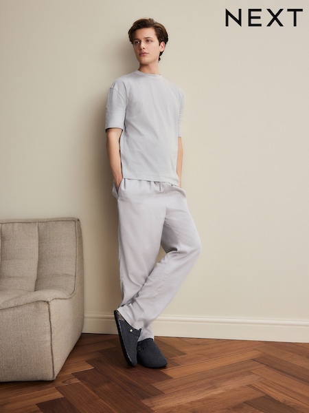 رمادي - Premium Woven Pyjamas Set (AB1249) | ‏158 ر.ق.
