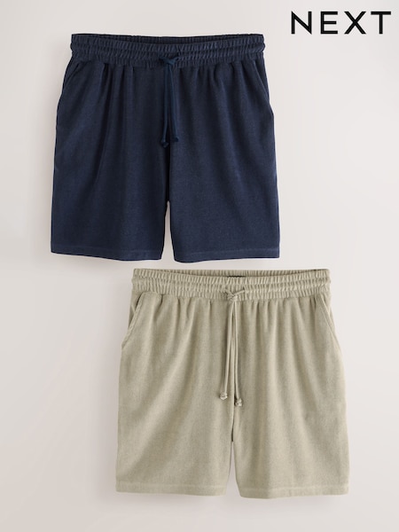 Sage Green/Navy Blue Towelling Shorts 2 Pack (AB1262) | €38