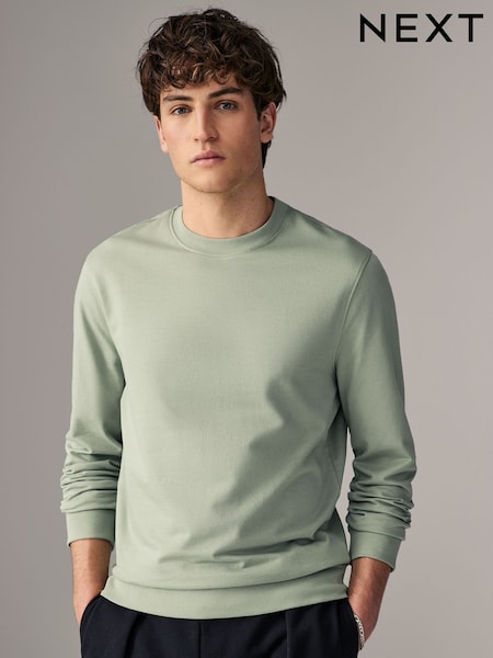 Зелений відтінку шавлії - 100% Cotton Lightweight круглий виріз світшот (AB1402) | 743 грн