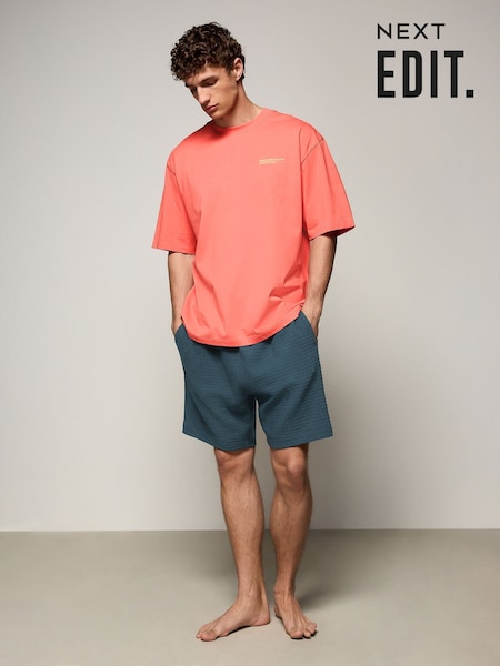 Koralle/Orange - EDIT Waffle Pyjamas Shorts Set (AB1408) | 45 €