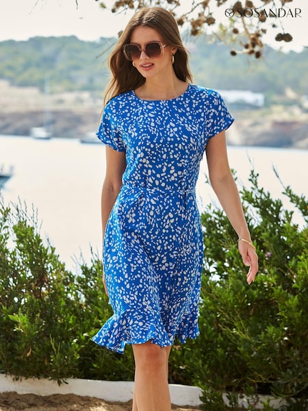 Sosandar Blue Paisley Tie Waist Fit & Flare Dress (AB1435) | 4,146 UAH