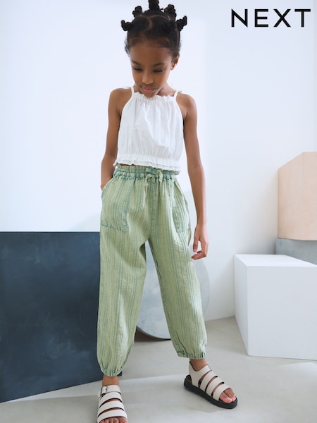 Khaki Green 100% Cotton Pull on Barrel Trousers (3-16yrs) (AB1538) | €22 - €29