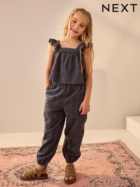 Charcoal Grey Broderie 100% Cotton Top and Trousers Set (3-16yrs) (AB1565) | 1,153 UAH - 1,359 UAH