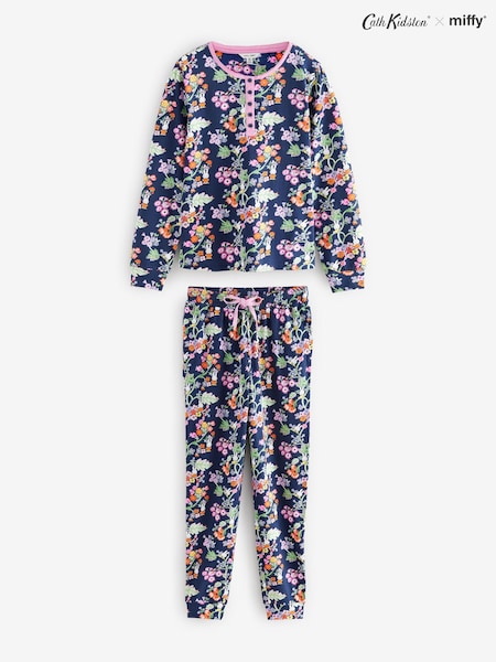 Cath Kidston Navy Botanical Miffy Henley 100% Cotton Pyjamas (AB1582) | ₪191